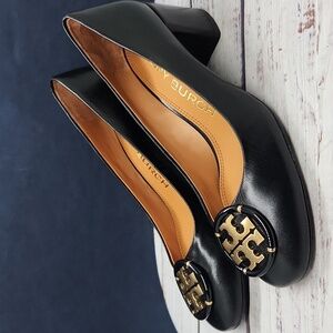 Tory Burch Black and Gold Heels